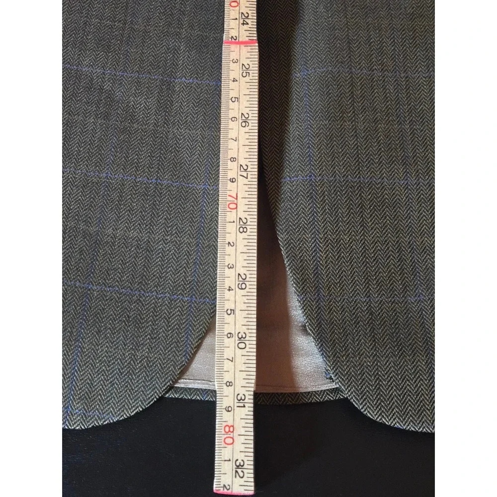 Lauren Ralph Lauren Mens 48R Wool Blazer Brown Herringbone Windowpane Sport Coat